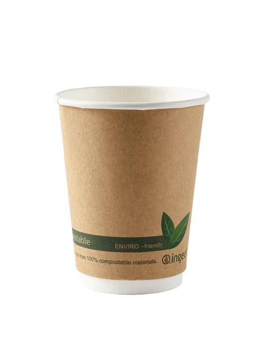 12oz Kraft Compostable Double Wall Paper Cup - 500pk