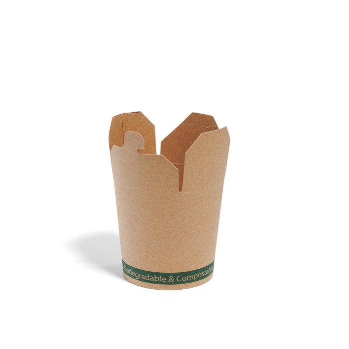 500ml (16oz) Kraft Round Compostable Food Pail - 500pk