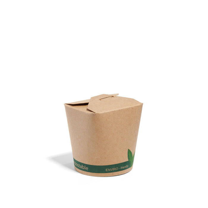 500ml (16oz) Kraft Round Compostable Food Pail - 500pk