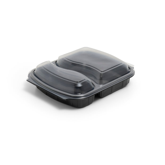2 Compartment Black Meal Box - 300pk