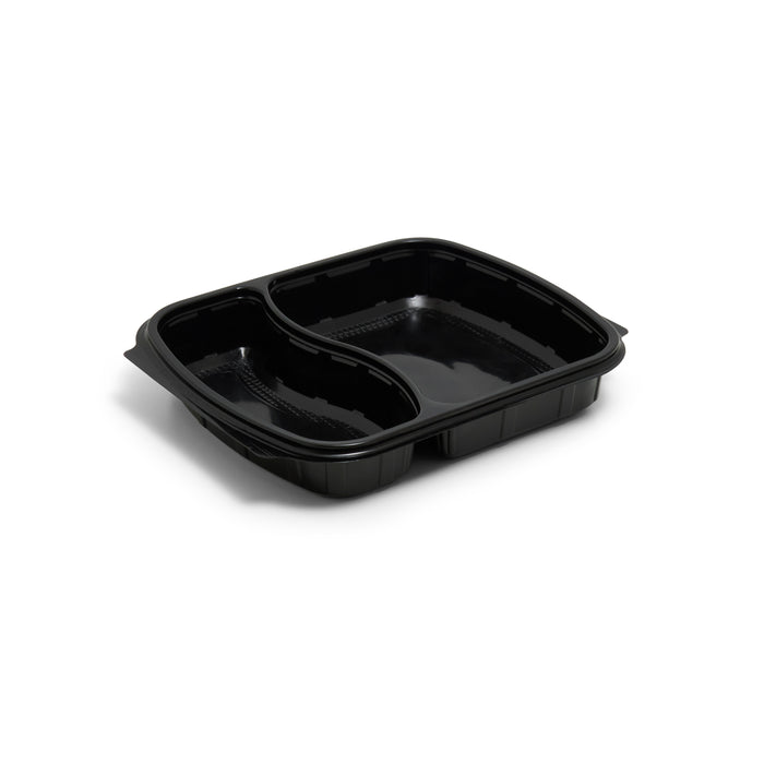 2 Compartment Black Meal Box - 300pk