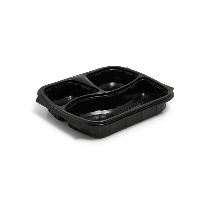 3 Compartment Black Meal Box - 300pk
