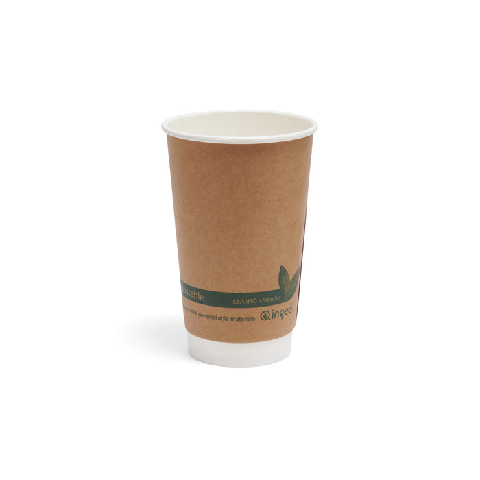 16oz Kraft Compostable Double Wall Paper Cup - 500pk