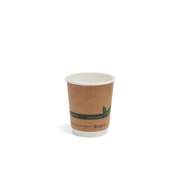 8oz Kraft Compostable Double Wall Paper Cup - 500pk