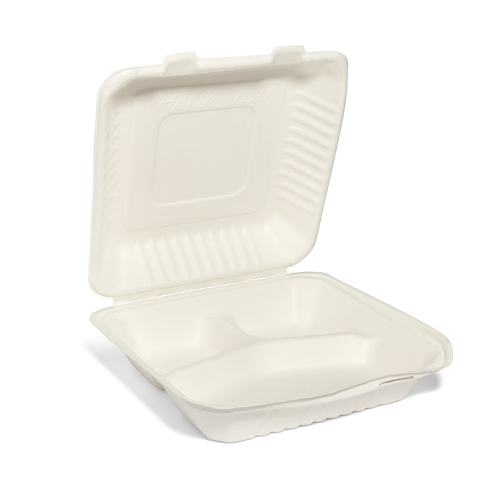 9" Bagasse Clamshell Meal Box - 200pk