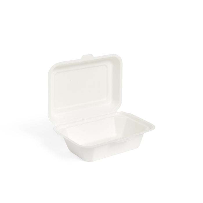 7" x 5" Bagasse Clamshell Meal Box - 600pk