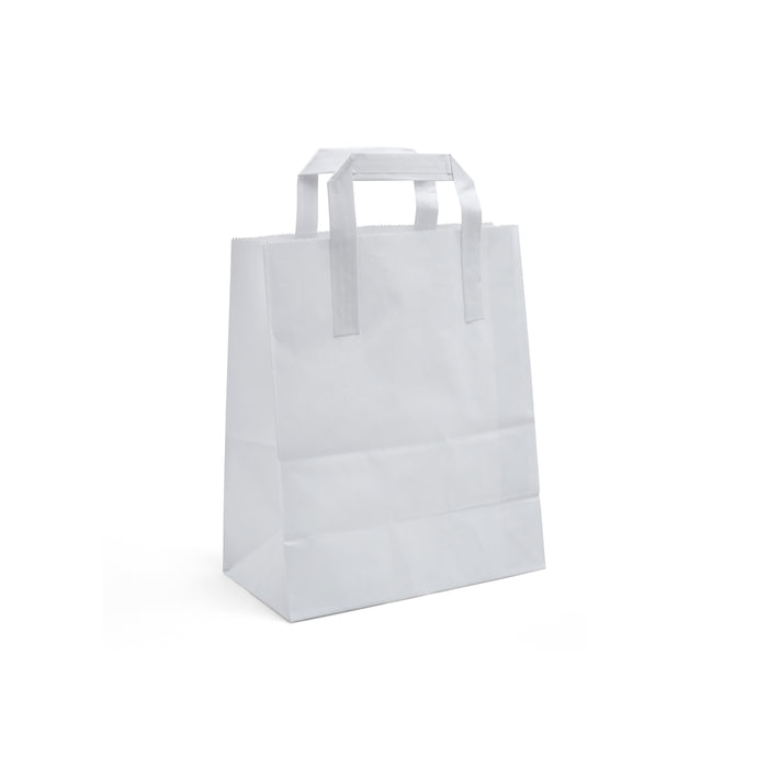 Medium White Handled Paper Carrier Bag - 250pk