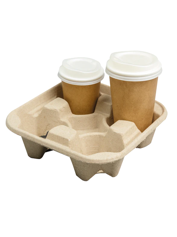4 Cup Paper Pulp Carry Tray - 180pk