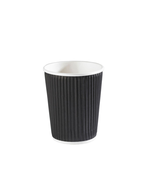 8oz Black Ripple Paper Cup - 500pk