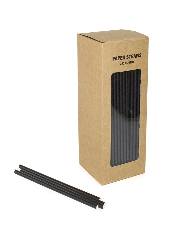 8" Black Paper Straws (6mm) - 250pk